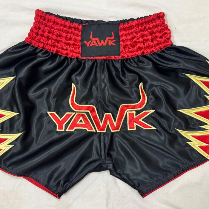 Men's black and red muay thai shorts