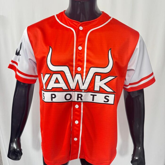 Red and white baseball jersey for men